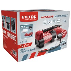 Kompresor do auta, 12V, 6,9bar, 3m hadica s tlakomerom, EXTOL PREMIUM