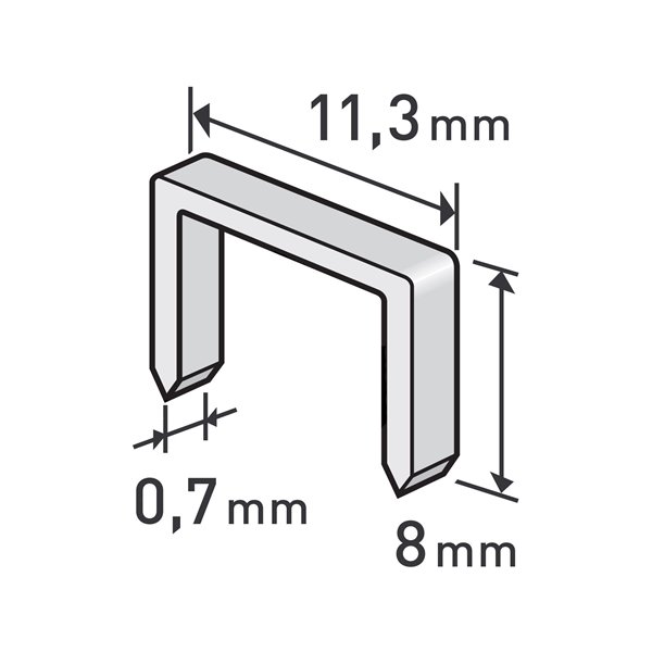 Spony 8mm, 11,3x0,52x0,70mm, balenie 1000ks