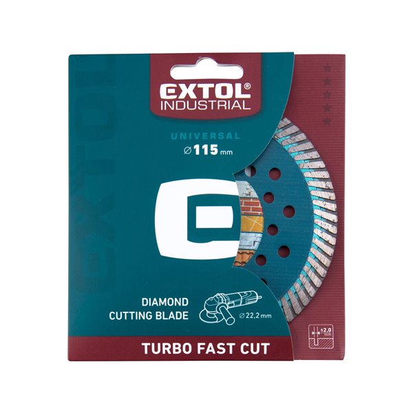 Kotúč rezný diamantový Turbo Fast Cut, 115mm, EXTOL INDUSTRIAL