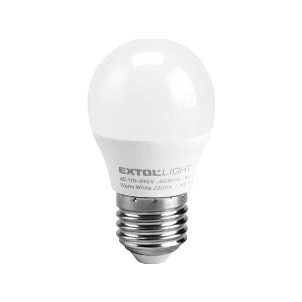 Žiarovka LED mini, 5W, 410lm, E27, pr.45mm, EXTOL LIGHT