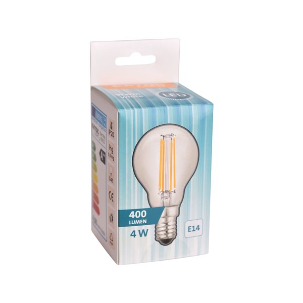 Žiarovka LED číra, 4W, 400lm, E14