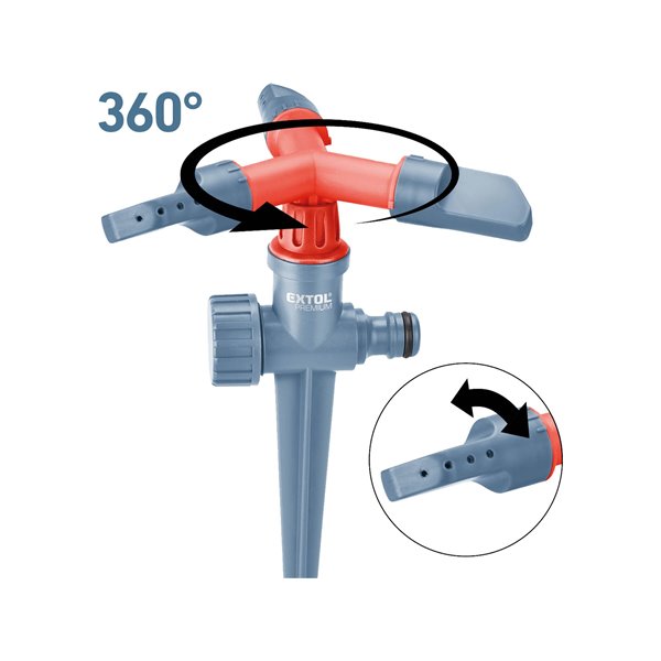 Zavlažovač záhradný rotujúci, plastový s plastovým bodcom