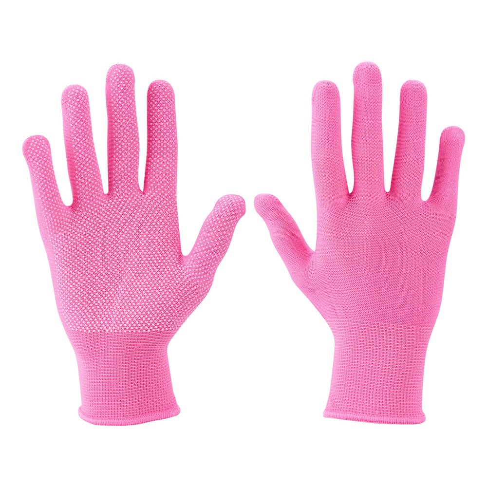 Rukavice polyester ružové, PVC terčíky, 7""