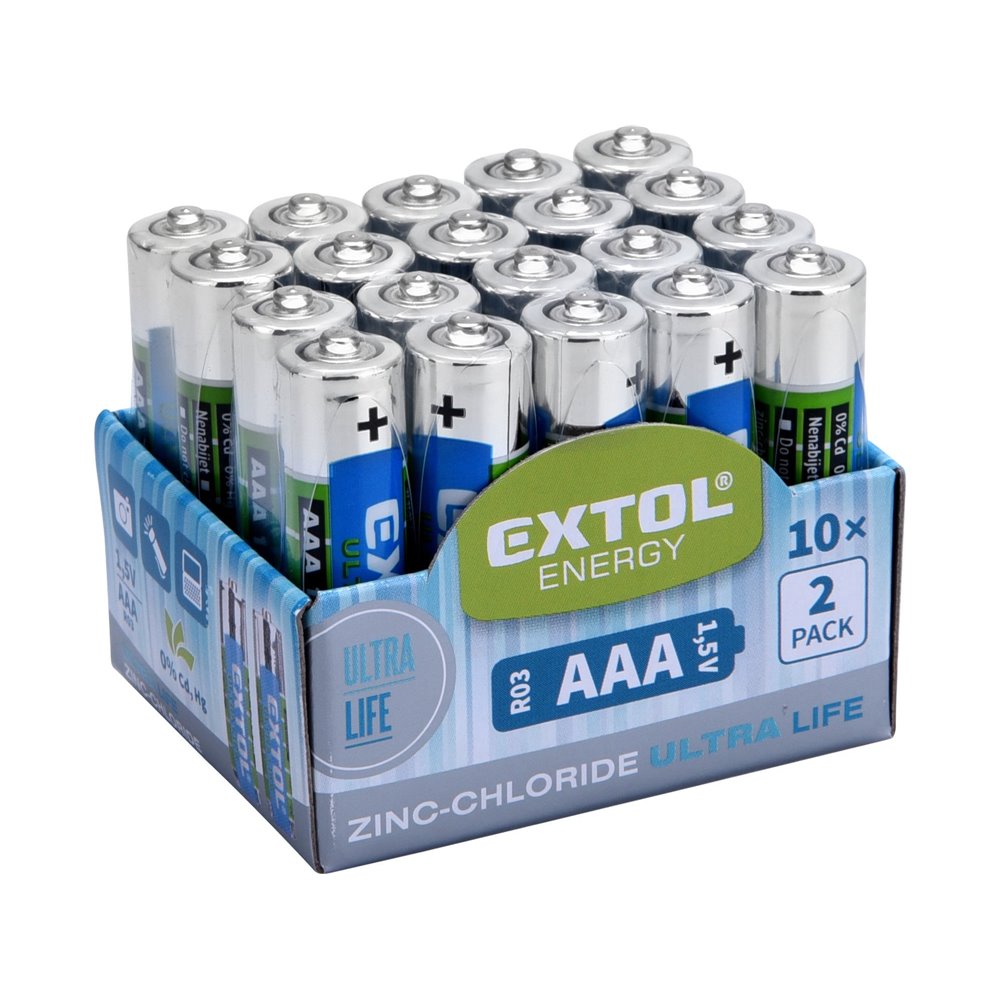 Batéria zink-chloridová 20ks, 1,5V, typ AAA, EXTOL ENERGY