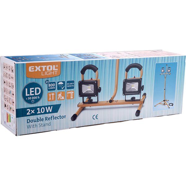 Svietidlo LED so stojanom, 2x10W LED, svietivosť 2x800 lúmenov, EXTOL LIGHT