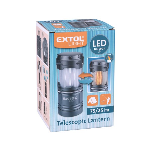 Svietidlo kempingové, 75lm, efekt ""plameň"" (25lm), 3x1,5V AA, EXTOL LIGHT