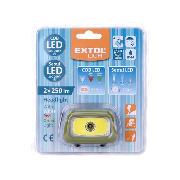 Čelovka 250lm bodová LED, 3x1,5V AAA, EXTOL LIGHT