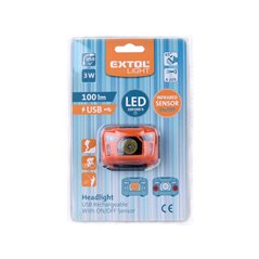 Čelovka akumulátorová 3W LED, 3,7V/1,2Ah Li-ion, nabíjanie cez USB, EXTOL LIGHT