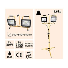 Svietidlo LED so stojanom, 2x30W LED, svietivosť 2x2400 lúmenov, EXTOL LIGHT