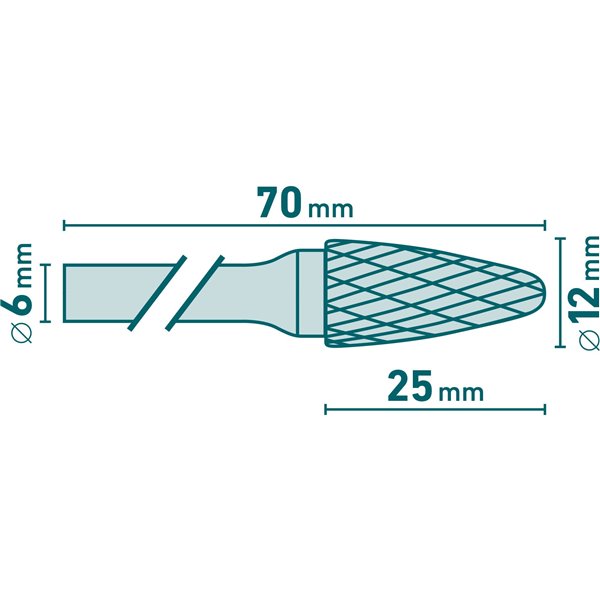 Fréza karbidová konvexná, pologuľaté čelo, pr.12mm, EXTOL INDUSTRIAL