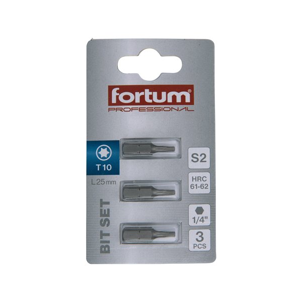 Bit torx 3ks, T 10x25mm, S2, FORTUM