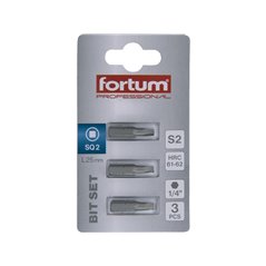 Bit štvorec 3ks, SQ 2x25mm, S2, FORTUM