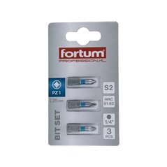 Bit krížový 3ks, PZ 1x25mm, S2, FORTUM