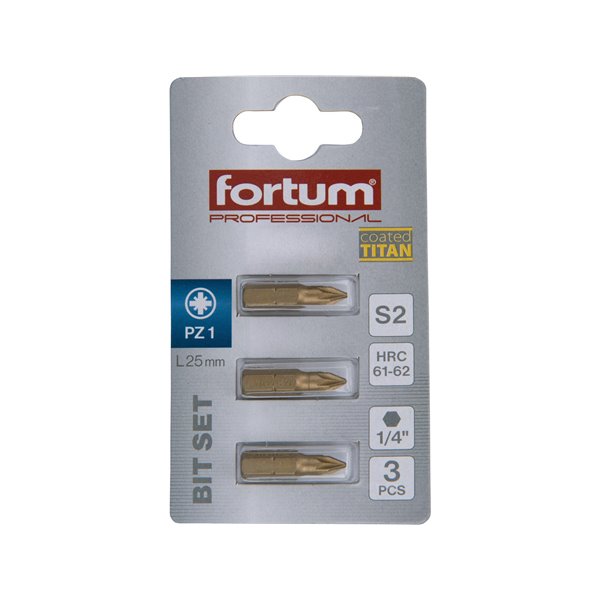 Bit krížový 3ks, PZ 1x25mm, S2, FORTUM