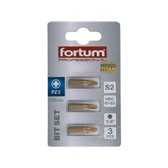 Bit krížový 3ks, PZ 2x25mm, S2, FORTUM