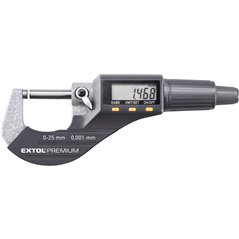 Mikrometer digitálny, 0-25mm, plastové puzdro, EXTOL PREMIUM