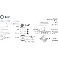 Sada náradia 47-dielna, CrV, EXTOL LADY
