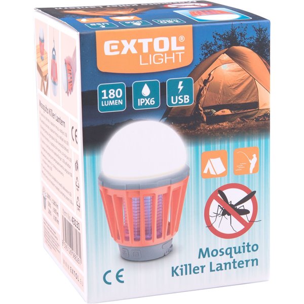 Svietidlo 3x1W SMD LED s lapačom komárov, 180lm, EXTOL LIGHT