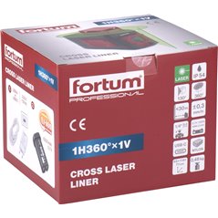 Vodováha laserová samonivelačná, 1D1V(1H360+1V), zelený laser, Li-ion akumulátor, FORTUM