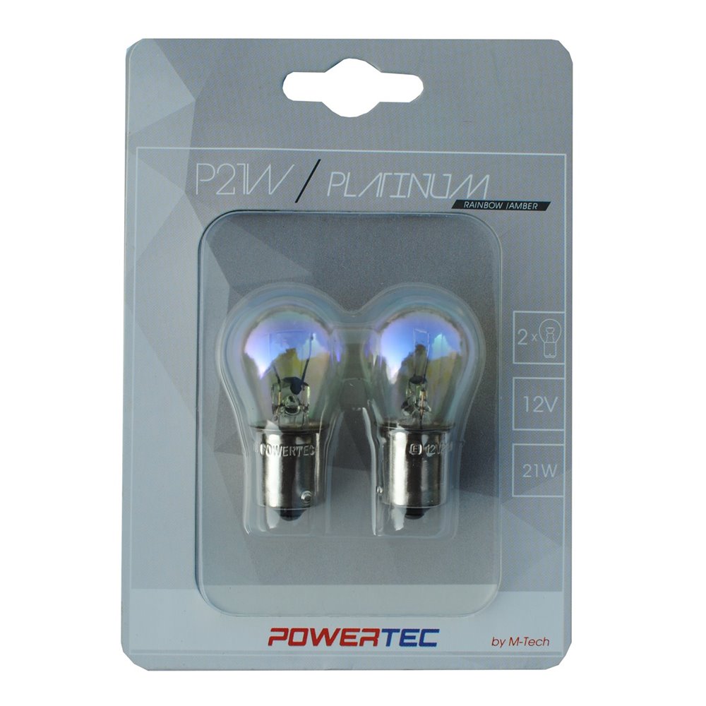 Powertec Platinum BA15s P21W S25 21W 12V RAINBOW Blister