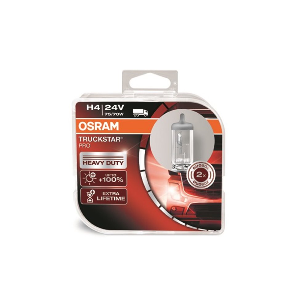 Halogen OSRAM TRUCKSTAR PRO +100% P43t 24V 75/70W H4 DUO