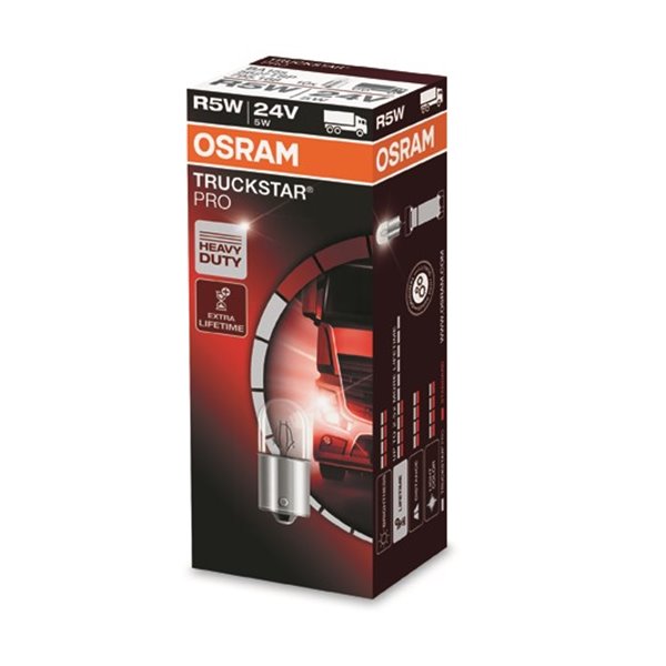 Halogen OSRAM TRUCKSTAR PRO +100% BA15s 5W 24V R5W