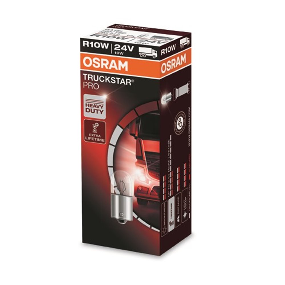 Halogen OSRAM TRUCKSTAR PRO +100% BA15s 10W 24V R10W