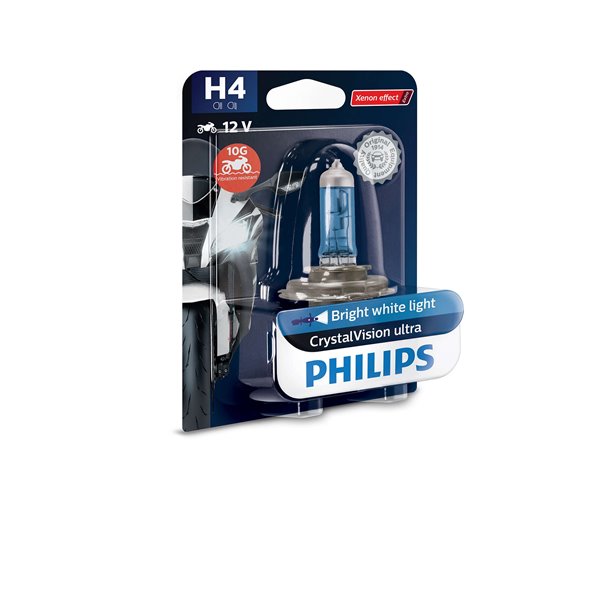 Philips H4 CrystalVision ultra Moto 12V60/55 P43t-38 BW