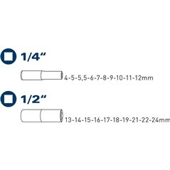 Sada predĺžených nástrčných kľúčov, 20-dielna, FORTUM