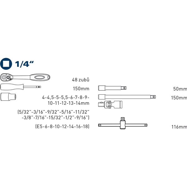 Sada nástrčných kľúčov Multi-lock, 19-dielna, FORTUM