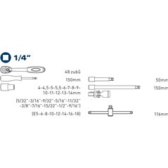 Sada nástrčných kľúčov Multi-lock, 19-dielna, FORTUM