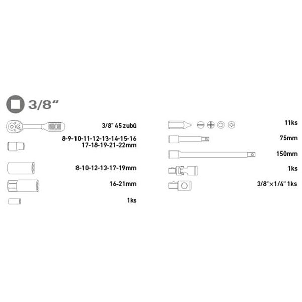 Sada nástrčných kľúčov, 39-dielna, EXTOL PREMIUM