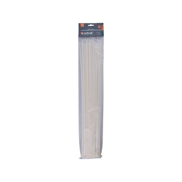 Pásky sťahovacie biele, 7,6x540mm, 50ks, pr.150mm, 55kg, nylon PA66, EXTOL PREMIUM