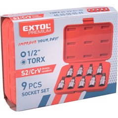 Hlavice zástrčné TORX, 9-dielna sada, CrV/S2, EXTOL PREMIUM