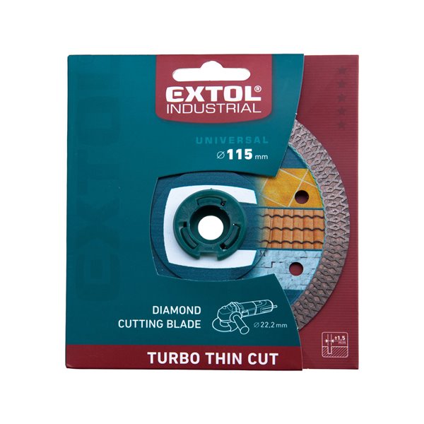 Kotúč rezný diamantový Turbo Thin Cut, 115mm, EXTOL INDUSTRIAL