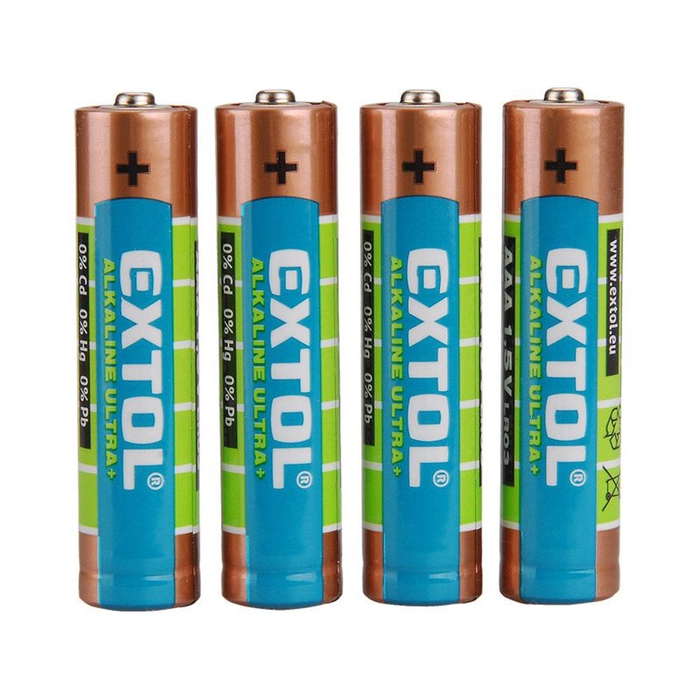 Batéria alkalická 4ks, 1,5V, typ AAA, EXTOL ENERGY