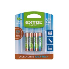 Batéria alkalická 4ks, 1,5V, typ AAA, EXTOL ENERGY