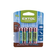 Batéria alkalická 4ks, 1,5V, typ AA, EXTOL ENERGY