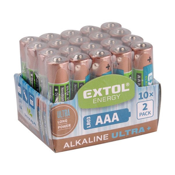 Batéria alkalická 20ks, 1,5V, typ AA, EXTOL ENERGY