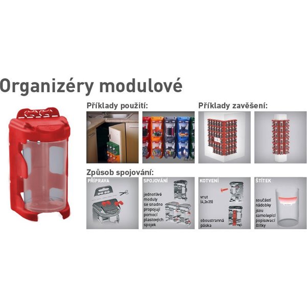 Organizér modulový závesný, 200ml, sivý, PP