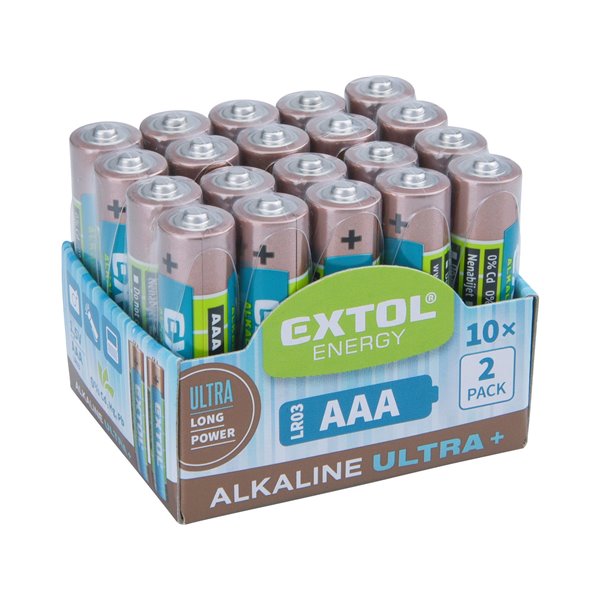 Batéria alkalická 20ks, 1,5V, typ AAA, EXTOL ENERGY