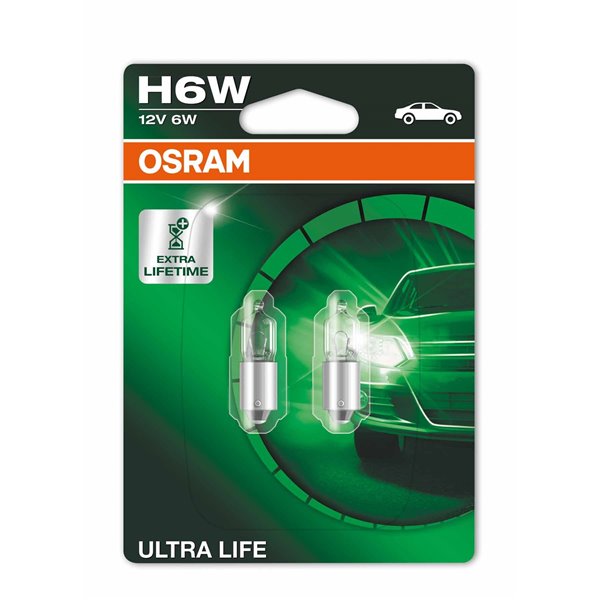 OSRAM Ultra Life 64132ULT-02B BAX9s 12V 6W H6W