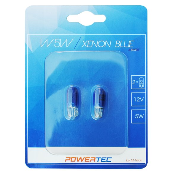 Powertec Xenon Blue W5W T10 5W 12V Wedge BLUE Blister
