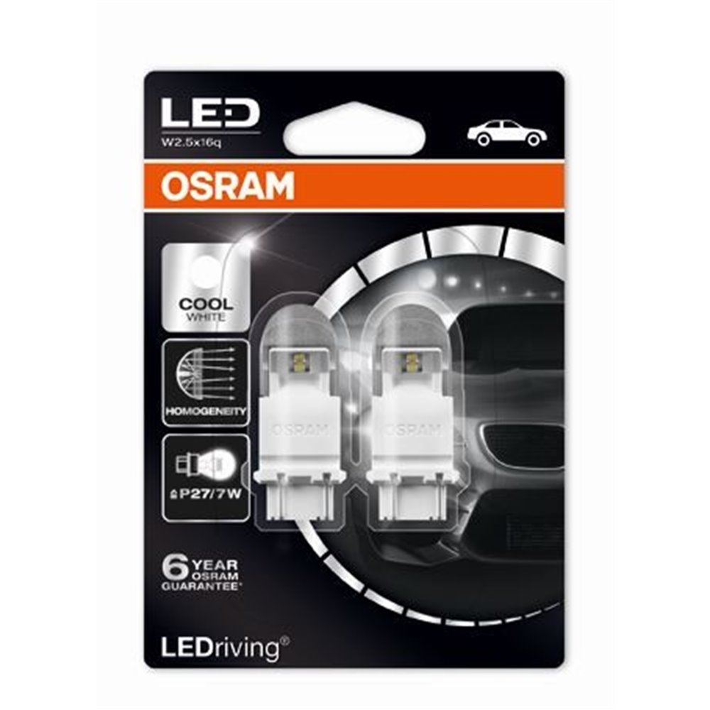 OSRAM LEDriving® 3557CW-02B 1,42 W / 0,54 W 12V W2.5x16q P27/7W Cool White 6000 K